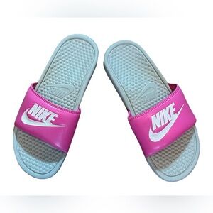 Nike Swoosh Women’s Pink and Gray Slip On Slides Sandals, Size 7, EUC